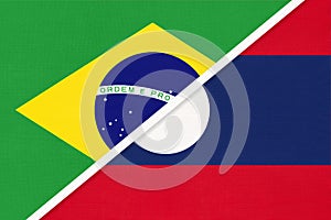 Brazil and Laos, symbol of national flags from textile. Championship between two countries