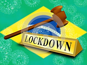 Brazil lockdown in solitary confinement or stay home - 3d Illustration photo