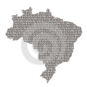 Brazil map abstract schematic from black ones and zeros binary d