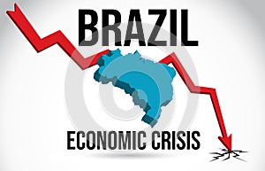Brazil Map Financial Crisis Economic Collapse Market Crash Global Meltdown Vector