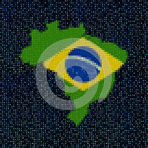 Brazil map flag on hex code illustration photo