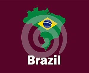 Brazil Map Flag With Names Symbol Design Latin America football Final Vector