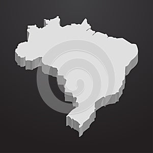 Brazil map in gray on a black background 3d