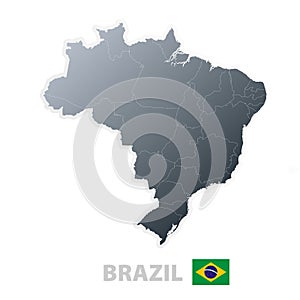 Brazil map with official flag