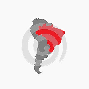 Brazil map south america red vektor