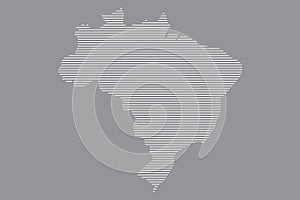 Brazil map vector using white straight lines pattern on black background