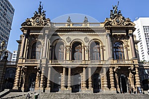 Facade of the Municipal Theater located in Ramos de Azevedo sqaure was inaugurated in 1911