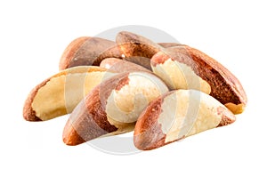 Brazil nut. Group of fruits on white background