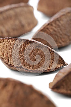 Brazil nut on white background