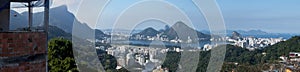 Rocinha, Rio de Janeiro, Brazil, favela, slum, skyline, close up, forest, overview, view from above photo