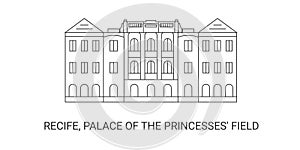 Brazil, Recife, Palace Of The Princesses' Field, travel landmark vector illustration