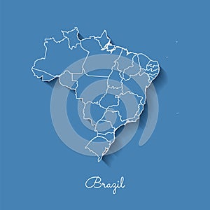 Brazil region map: blue with white outline and.