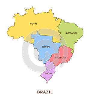 Brazil regions, vector geography background