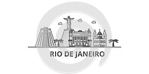 Brazil, Rio De Janeiro city skyline isolated vector illustration, icons