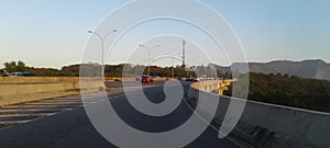 Brazil Rio de Janeiro Fundao Island Exit Sky Mountains Bridge Horizon Red Line