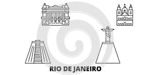 Brazil, Rio De Janeiro line travel skyline set. Brazil, Rio De Janeiro outline city vector illustration, symbol, travel