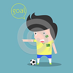 Brazil soccer player. goal concept.