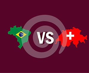 Brazil And Switzerland Map Symbol Design Europe And Latin America football Final Vector