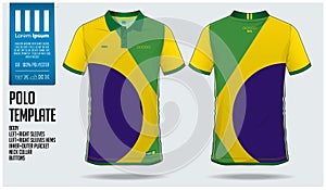 Brazil Team Polo t-shirt sport template design for soccer jersey, football kit or sportwear. Classic collar sport uniform.