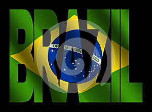 Brazil text with Brazilian flag