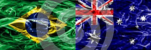 Brazil vs Australia smoke flags placed side by side