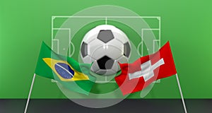 Brazil vs Switzerland soccer Match FIFA World Cup Qatar 2022, on blur background with soccer field,  3D work and 3D image
