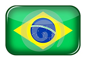 Brazil web icon rectangle button with clipping path Verde e amarela