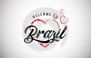 Brazil welcome to message with beautiful red hearts