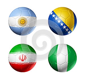 Brazil world cup 2014 group F flags on soccer ball