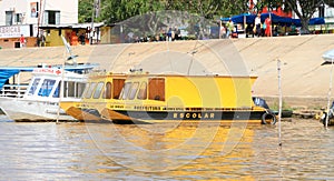 Brazil, Obidos: Living with the Amazon River - School Boats