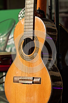 Brazilian 10 strings guitar resting before the show