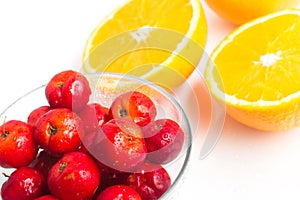 Brazilian Acerola Cherry and Orange Fruit photo