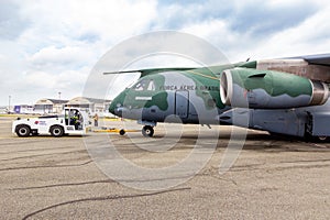 Brazilian Air Force Embraer KC-390 Millennium military transport plane at Le Bourget Airport. Le Bourget, France - June 22, 2023