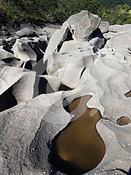 A Brazilian amazing place with a rock natural water pools and cascade. Vale da Lua or Valley of the Moon or Moon Valley - Chapada