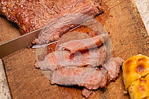 Brazilian Barbecue. Churrasco, Brasil, Meat, BBQ, Sliced. photo