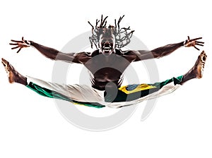 Brazilian black man dancer dancing capoeira silhouette