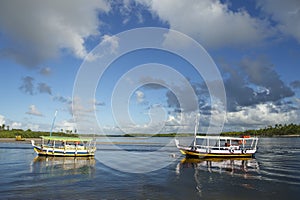 Brazilian Boats Tranquil Waters Nordeste Bahia photo