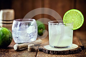 Brazilian Caipirinha, typical Brazilian cocktail made with lemon, cachaÃ§a and sugar. International caipirnha day on September 13