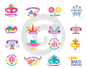 Brazilian Carnival. Big set of vector iconc. Design elements