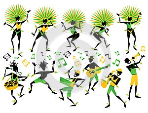 Brazilian Carnival Dancers and Musicians