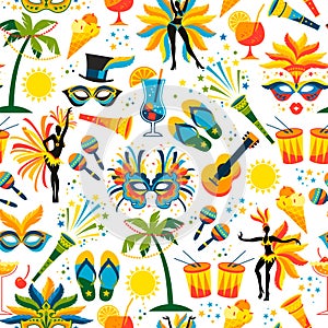 Brazilian Carnival. Vector seamless pattern.