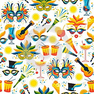 Brazilian Carnival. Vector seamless pattern.