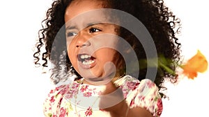 a brazilian child and a rose