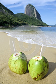 Brazilian Coco Gelado Coconuts Red Beach Rio de Janeiro photo