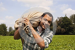 Brazilian coffee farmer at coffee plantation