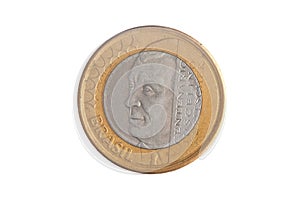 Brazilian commemorative 1 Real coin white background collectors