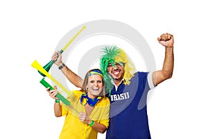 Brazilian couple supporters