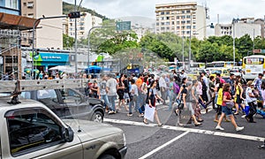 Brazilian cross the street of business centre in Santa Teresa