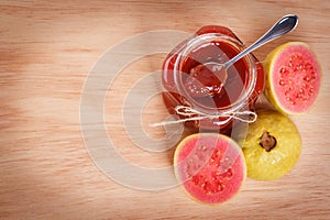 Brazilian dessert goiabada - jam of guava with fresh goiaba