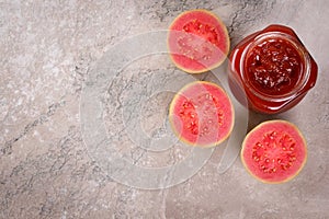 Brazilian dessert goiabada - jam of guava with fresh goiaba